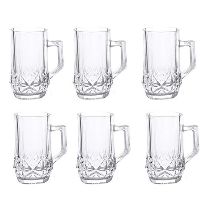استکان لومینارک مدل برایتون حک شده اصلی دسته دار بسته 6 عددی محصول امارات LUMINARC BRIGHTON سری گلد فرنس F2565E
