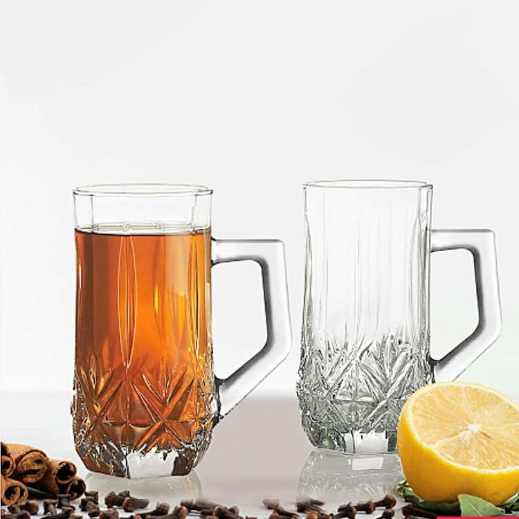 استکان لومینارک مدل برایتون حک شده اصلی دسته دار بسته 6 عددی محصول امارات LUMINARC BRIGHTON سری گلد فرنس F2565E