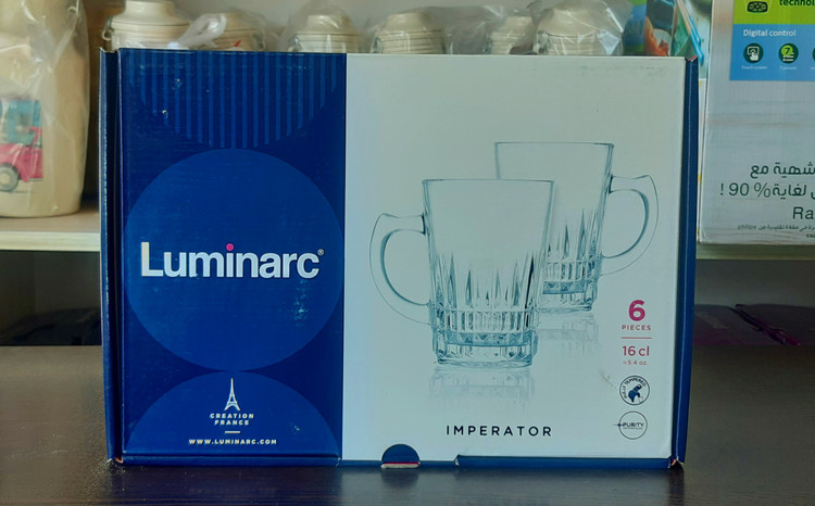 استکان دسته دار لومینارک مدل امپراطور اصلی ساخت امارات دست 6 عددی سری گلد فرنس F2565 LUMINARC IMPERATOR