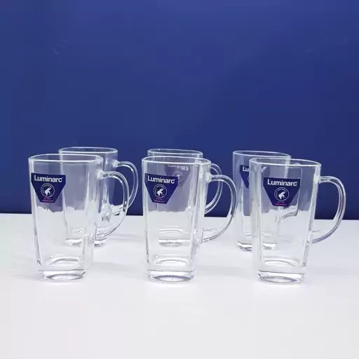استکان لومینارک مدل استرلینگ اصلی حک شده دسته دار دست 6 عددی ساخت امارات LUMINARC STERLING سری گلد فرنس F2565E
