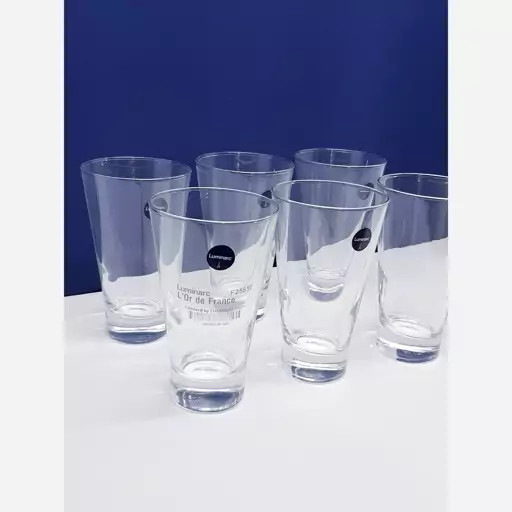 لیوان لومینارک شتلند اصلی حک شده ساخت امارات بسته 6 عددی LUMINARC SHETLAND سری گلد فرنس F2565E