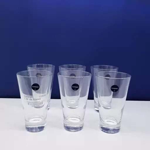 لیوان لومینارک شتلند اصلی حک شده ساخت امارات بسته 6 عددی LUMINARC SHETLAND سری گلد فرنس F2565E