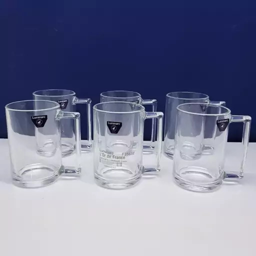 لیوان لومینارک آلابونه اصلی حک شده بلند دسته دار 6 عددی محصول امارات سری گلد فرنس F2565E