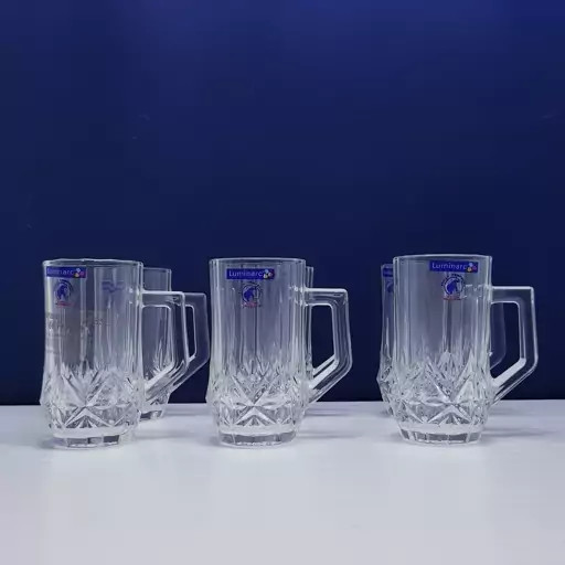 استکان لومینارک مدل برایتون حک شده اصلی دسته دار بسته 6 عددی محصول امارات LUMINARC BRIGHTON سری گلد فرنس F2565E