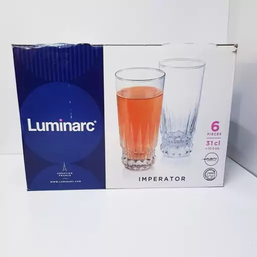 لیوان لومینارک مدل امپراطور اصلی ساخت امارات دست 6 عددی LUMINARC IMPERATOR سری گلد فرنس F2565E