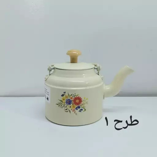 کتری روحی طرح دار نسوز 1 لیتری درجه 1 قطر 12 سانت