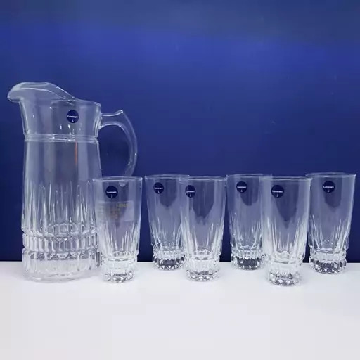 پارچ و لیوان لومینارک اصلی مدل امپراطور اصلی 7 پارچه حک شده ساخت امارات سری گلدفرنس F2565E