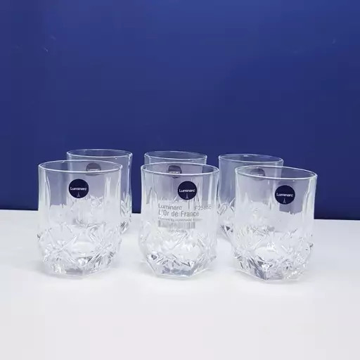 نیم لیوان لومینارک اصلی مدل برایتون کوتاه ساخت امارات دست 6 عددی سری گلد فرنس F2565 LUMINARC BRIGHTON
