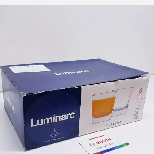 لیوان لومینارک مدل نیم لیوان استرلینگ اصلی ساخت امارات دست 6 عددی سری گلد فرنس F2565 LUMINARC STERLING