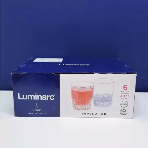 نیم لیوان لومینارک مدل امپراطور اصلی بسته 6 عددی ساخت امارات سری گلد فرنس F2565E LUMINARC IMPERATOR