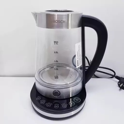 چای ساز روی همی بوش حک شده اصلی جرمنی با گارانتی 1800 وات کتری 2.5 لیتر و قوری 1 لیتر مدل CHAMPER 5