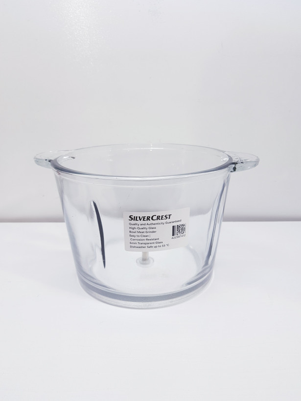 کاسه خردکن شیشه ای Silvercrest G4575 اصلی 3 تا 4.5 لیتر همراه پیچ مناسب تمامی برندها شیشه خط و خش دارد